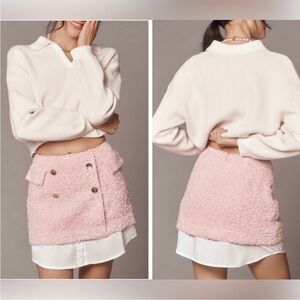 Anthropologie Maeve Layered Tweed Mini Skirt